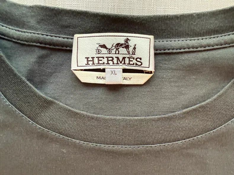 Hermes Hermes Dark gray short-sleeve T-shirt, pure cotton fabric Size US XL / EU 56 / 4 - 3 Thumbnail