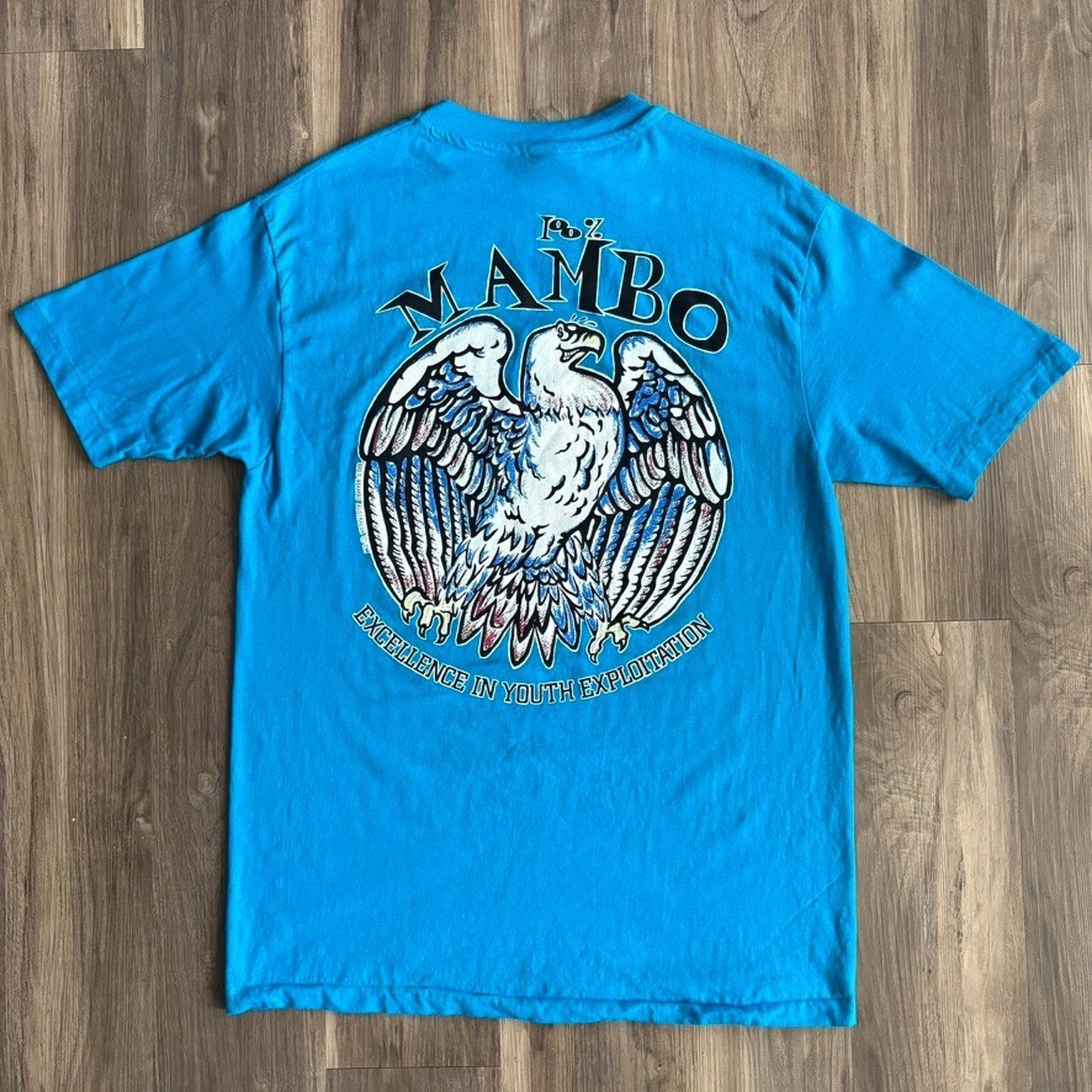 Vintage Mambo Australia Surf T-Shirt 1990s Blue Size L/XL