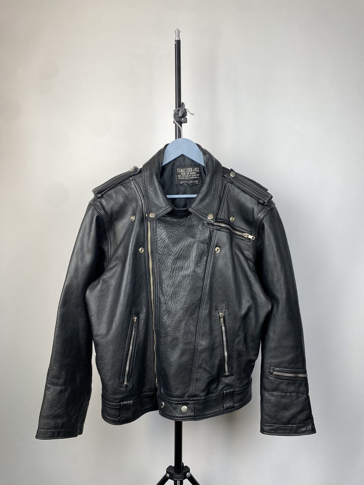 Leather × Vintage Vintage Genuine Leather MOTO Bomber Jacket Rock Punk Size US S / EU 44-46 / 1 - 2 Thumbnail