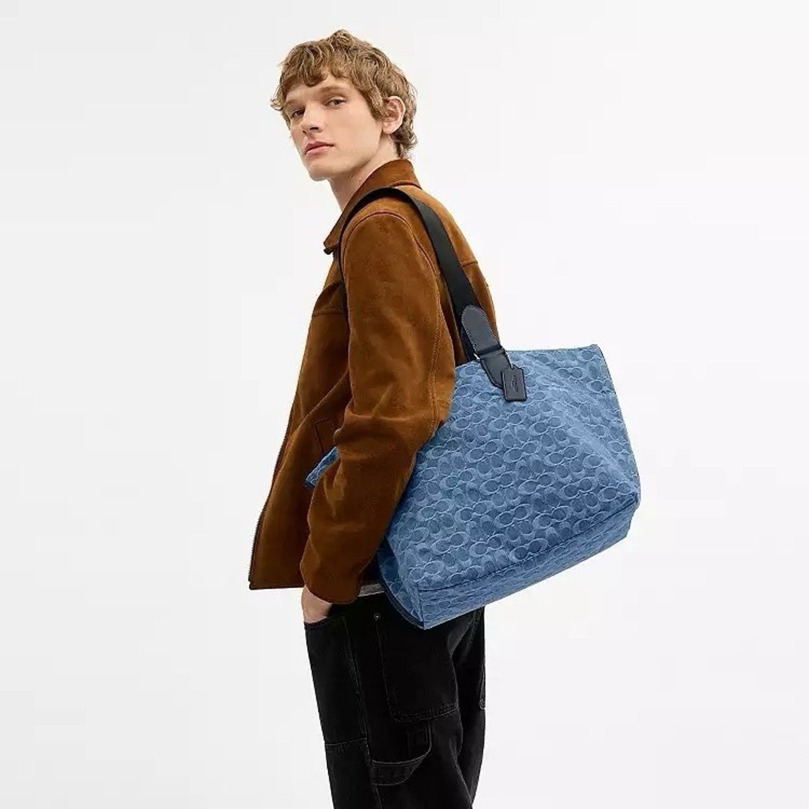 Coach NWT Coach MEN'S Small Tour Tote Bag CDF24 Silver/Denim Size ONE SIZE - 10 Thumbnail