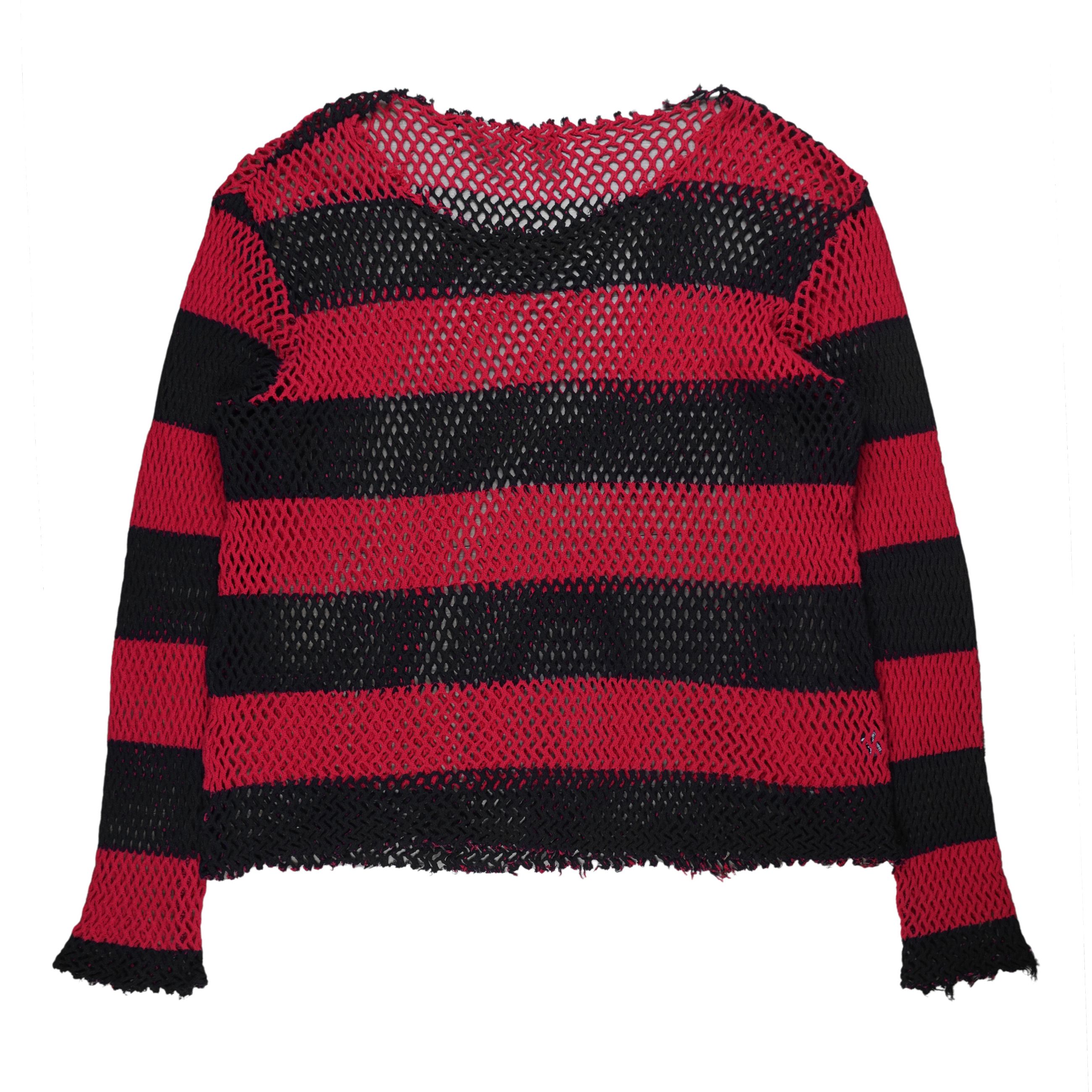 Pre-owned Number N Ine X Takahiromiyashita The Soloist Ss04 Striped Mesh Long Sleeve In Red Black