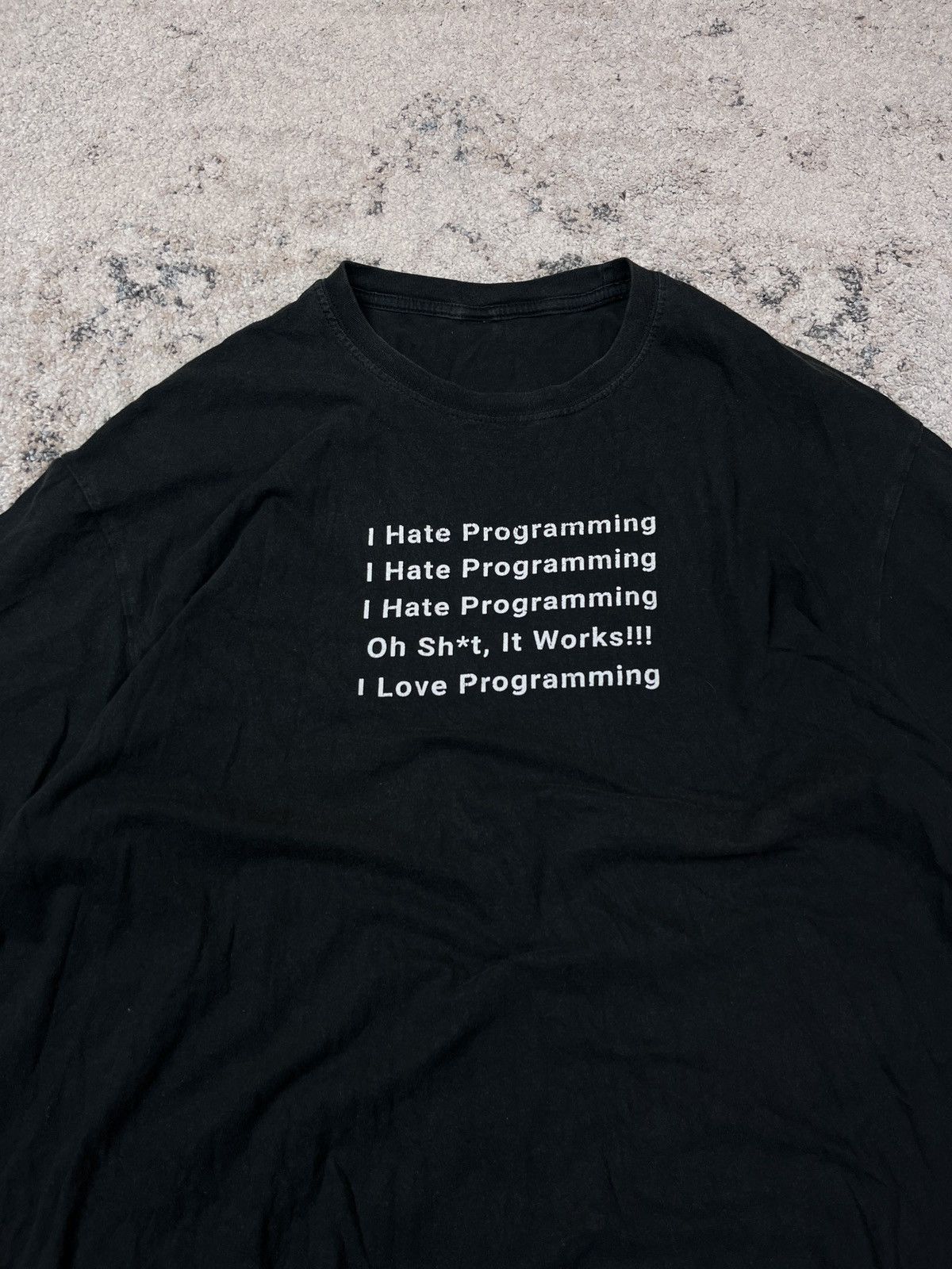 Vintage I HATE PROGRAMMING 2000s TEE - LOT № 753 Size US XXL / EU 58 / 5 - 2 Thumbnail