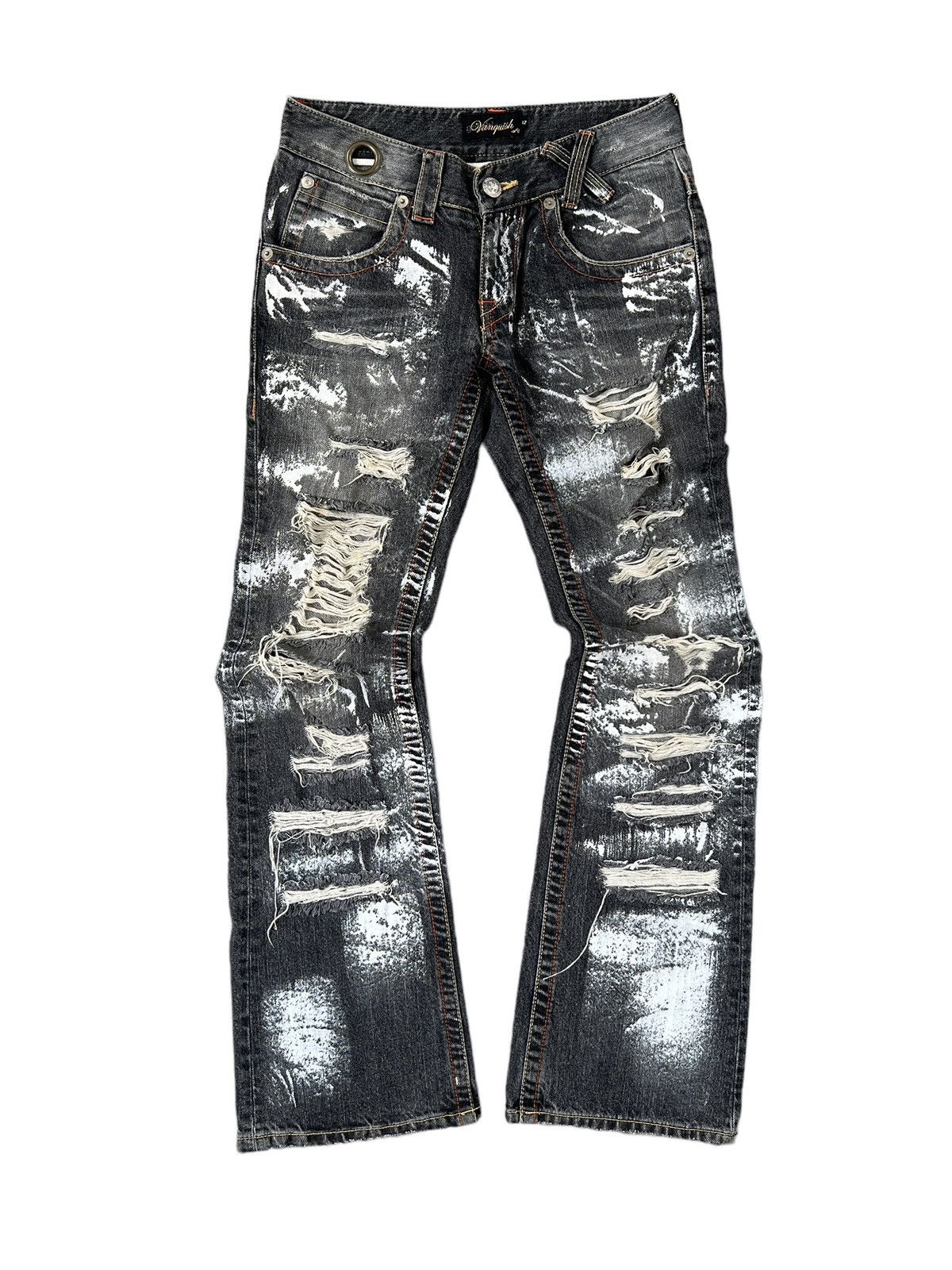 Vanquish Vintage Vanquish 🇯🇵 Distressed Paint Roll Flare Denim Size 30" / US 8 / IT 44 - 1 Thumbnail
