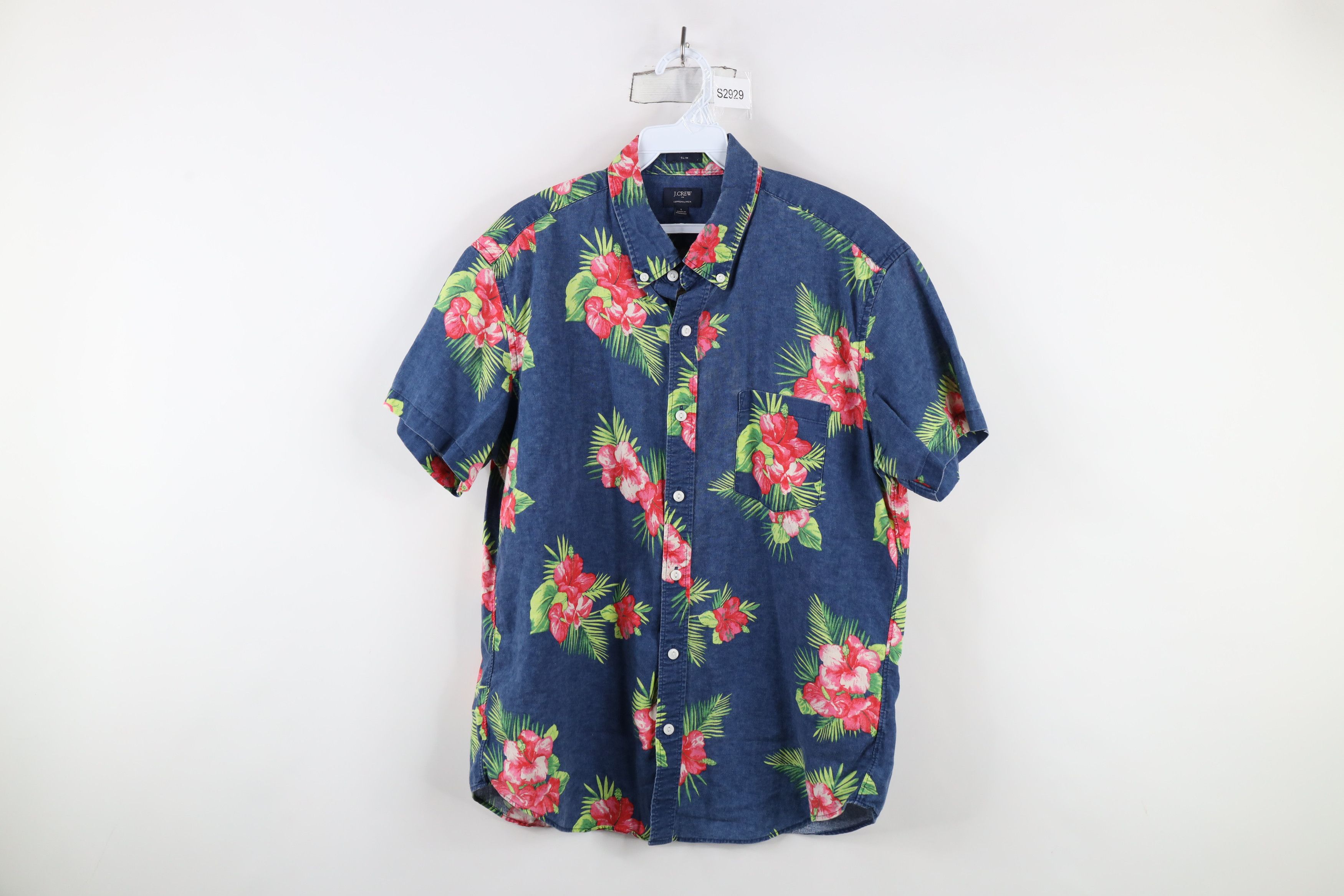 J.Crew × Vintage J Crew Faded Linen Blend Flower Hawaiian Button Down Shirt Size US L / EU 52-54 / 3 - 1 Thumbnail