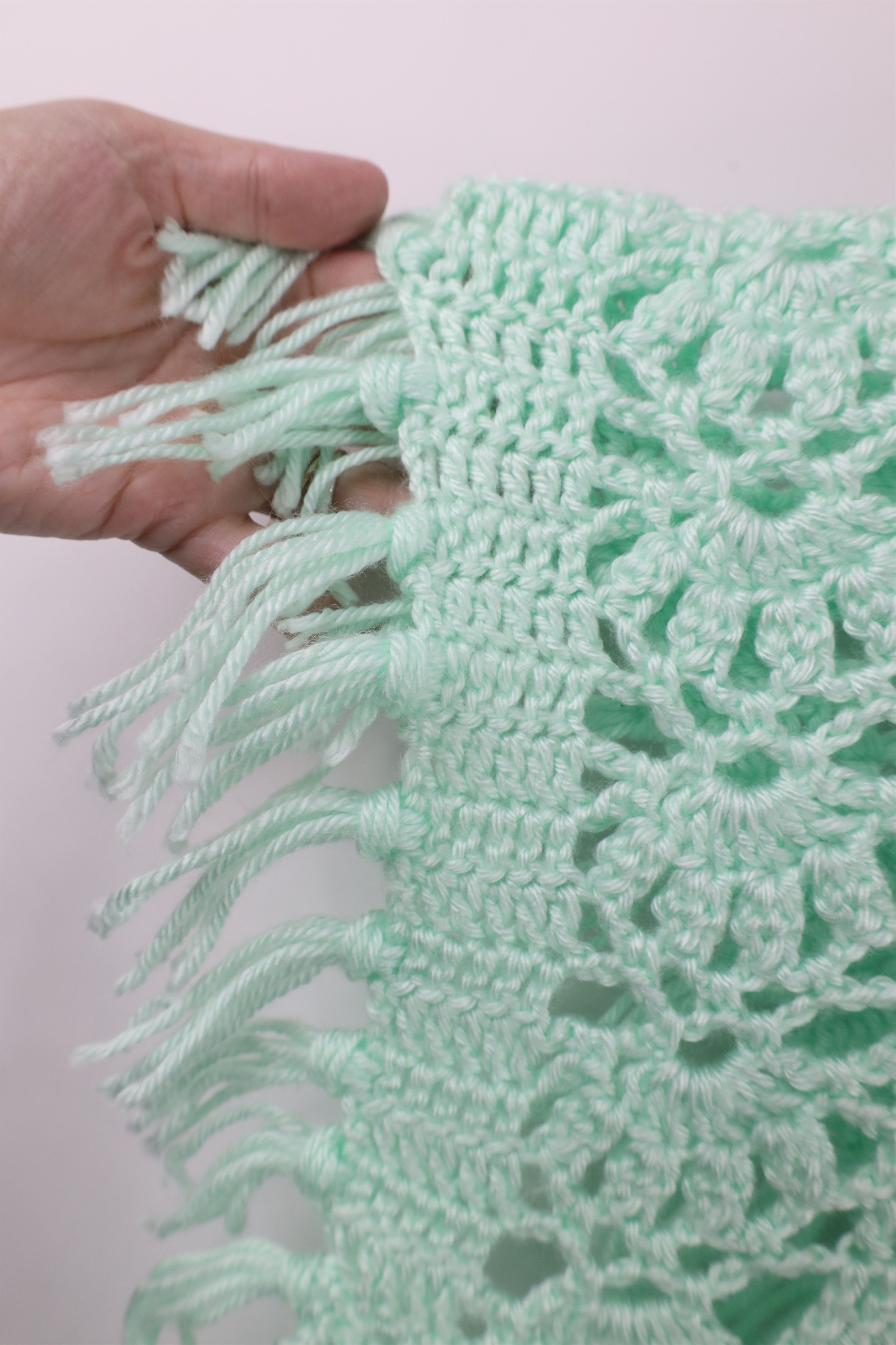 Vintage Vintage 60s 70s Boho Chic Fringed Poncho Sweater Mint Size ONE SIZE - 7 Thumbnail