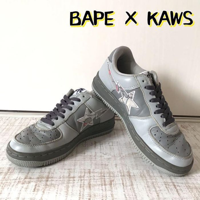 Bape A BATHING APE BapeSta x KAWS Low Top Sneakers Gray 24cm | Grailed