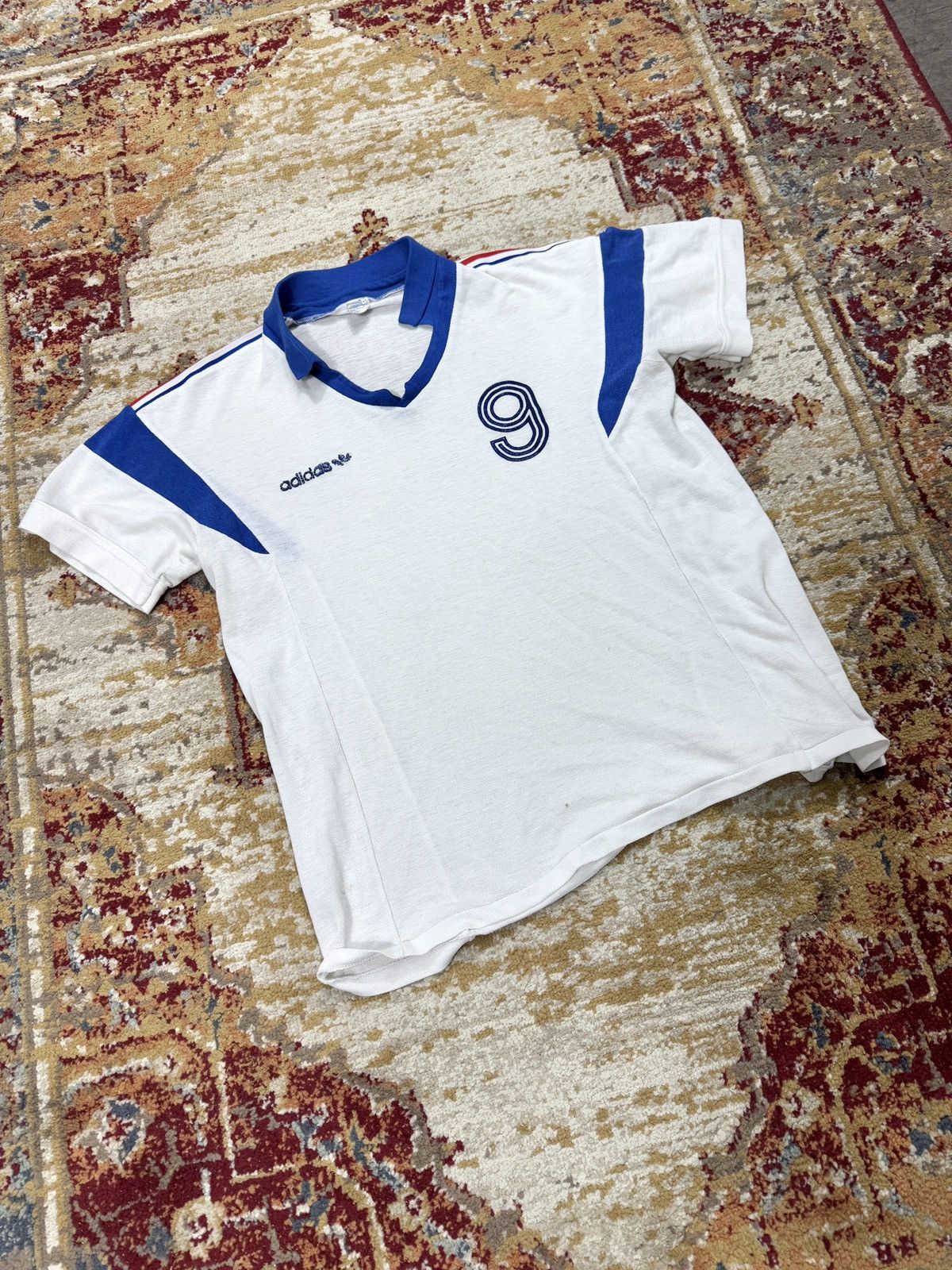 Adidas ᶠᵃⁿᶜʸᵍᵘʸ 1980s Adidas French Tee T-shirt Vintage Balenciaga Size US M / EU 48-50 / 2 - 1 Thumbnail