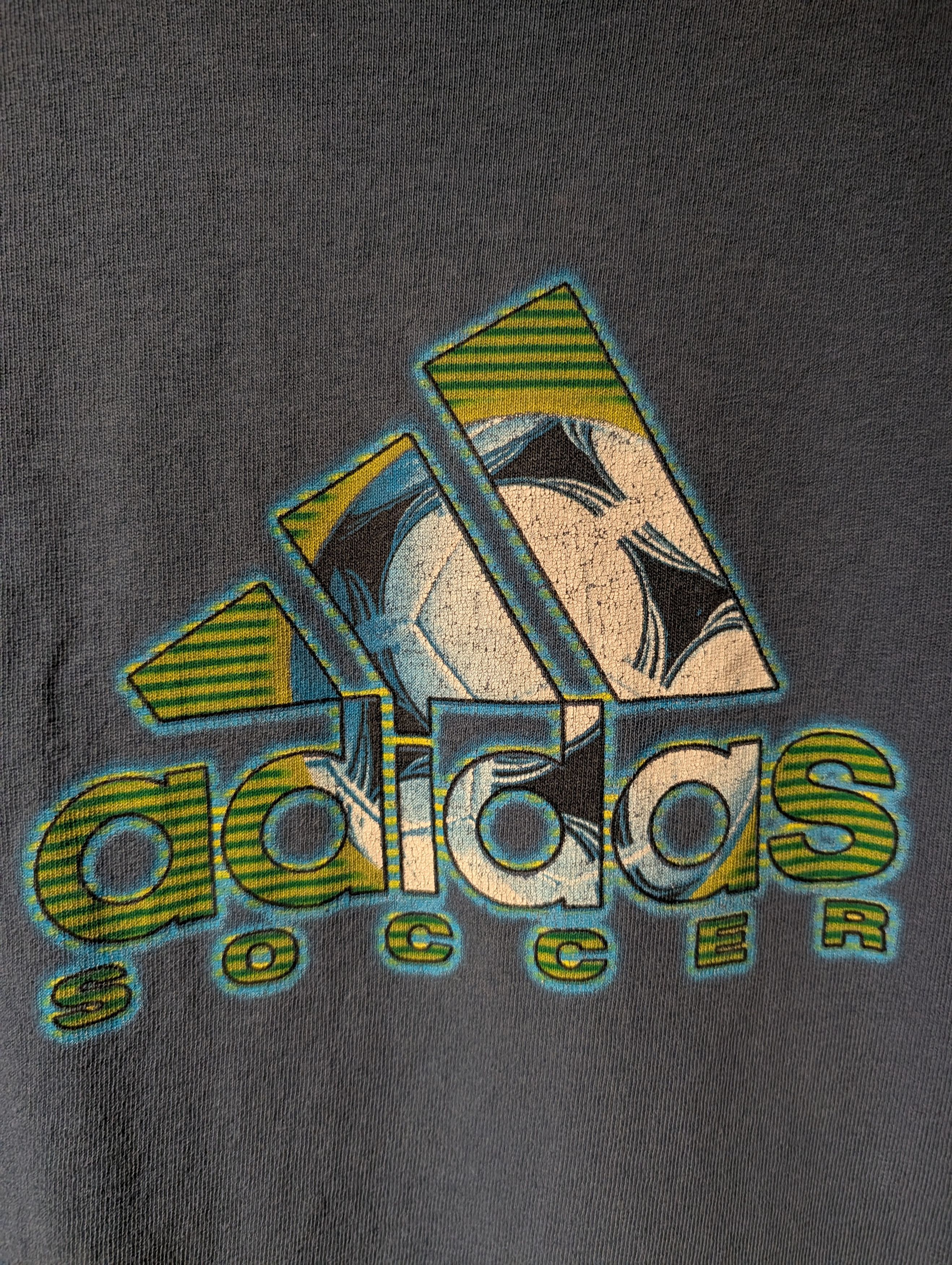 Adidas Adidas Soccer Performance Graphic Blue Grey Retro T-Shirt XL Size US XL / EU 56 / 4 - 2 Thumbnail