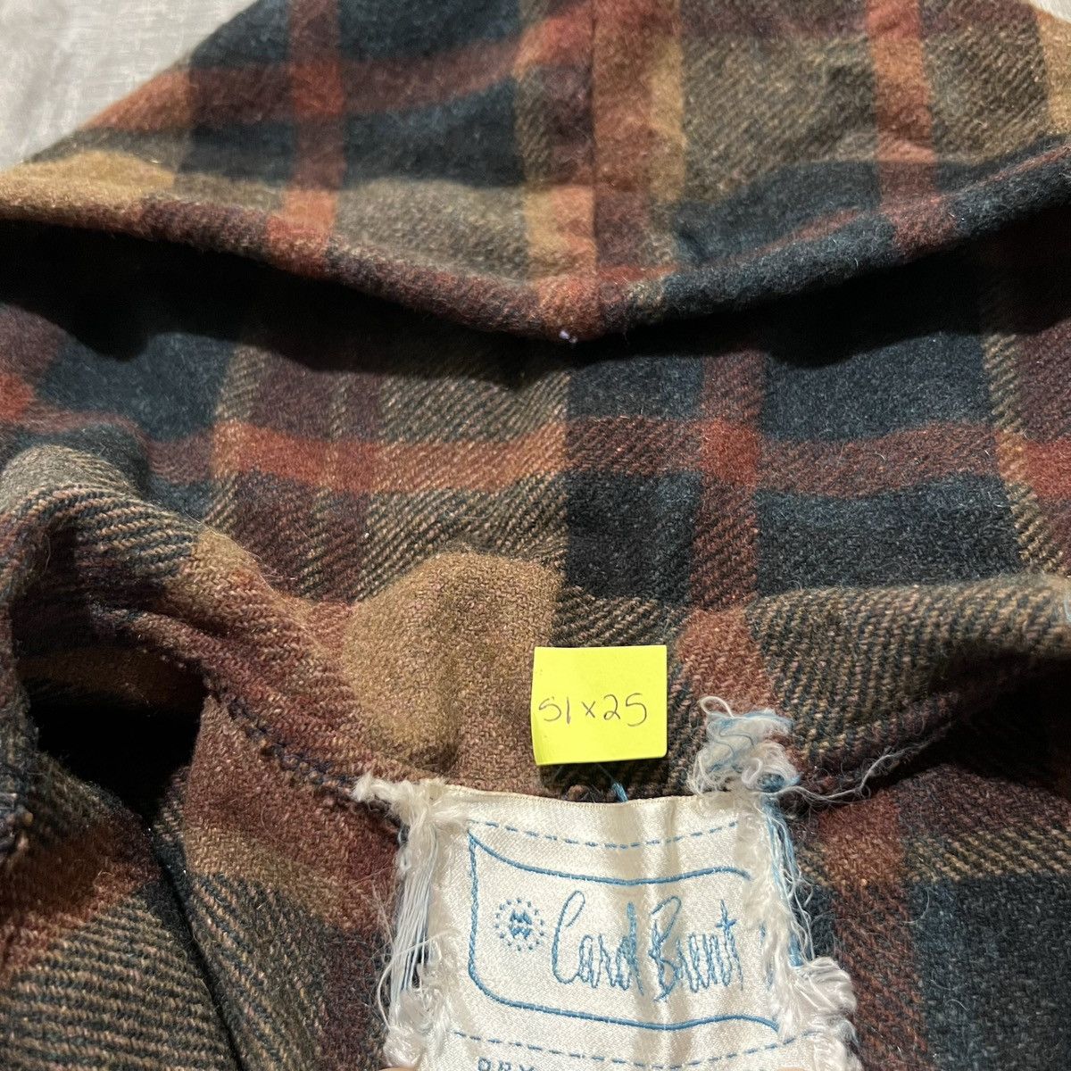Vintage VTG Carol Brent 1960s Orange Plaid Wool Fringe Boho Poncho Size XL / US 12-14 / IT 48-50 - 7 Thumbnail