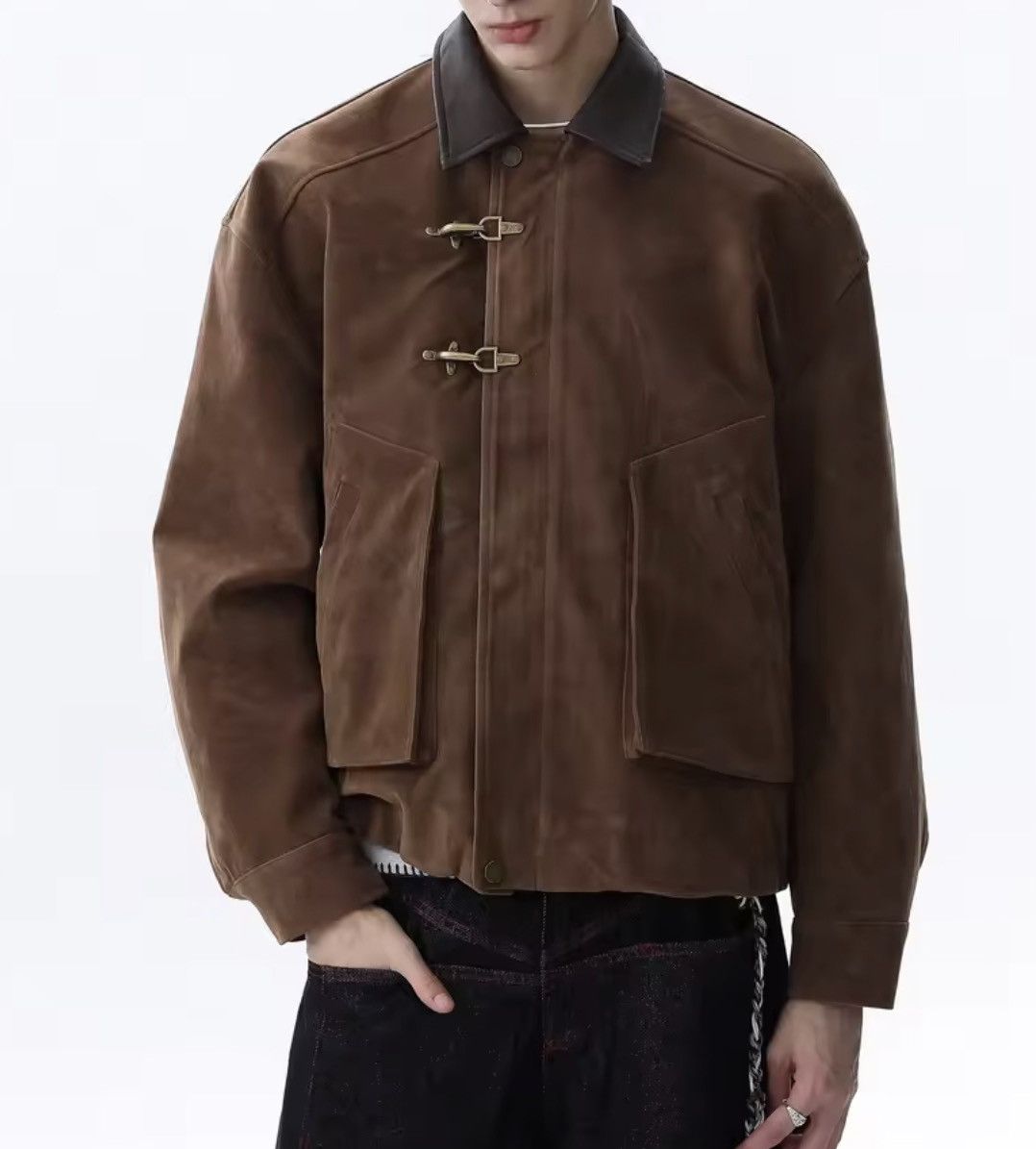 Japanese Brand Toggle Button Collar Pu Leather Jacket Size US L / EU 52-54 / 3 - 4 Thumbnail