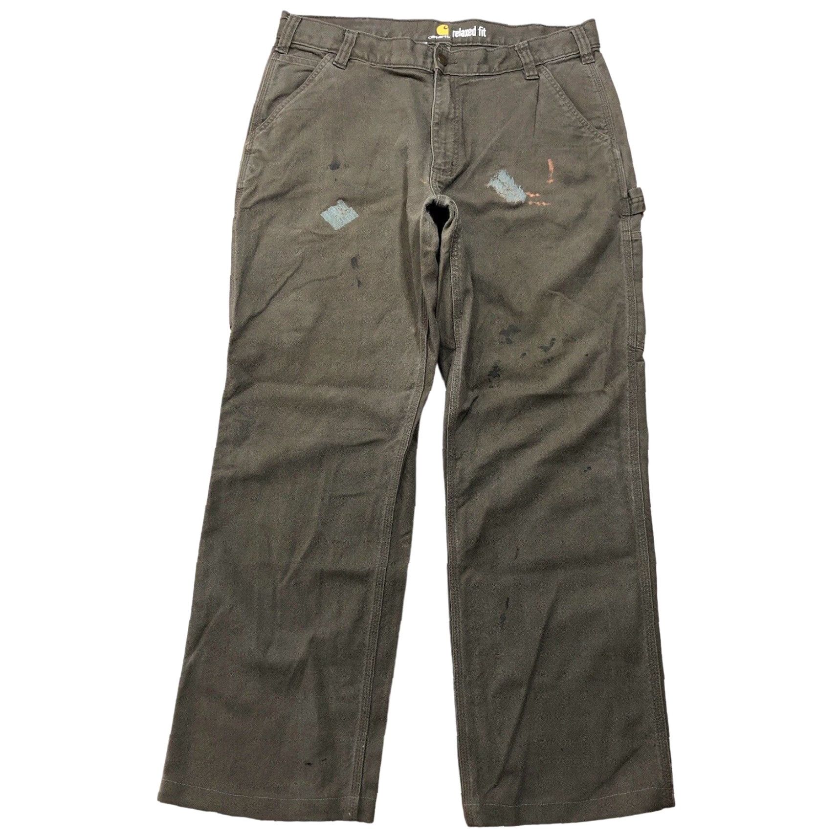 Carhartt Carhartt Pants Mens 36x30 Green Rugged Flex Relaxed Duck Utility Pant Casual Workwear Stretch 99% Cotton/1% Elastane Solid Flat Front Straight Mens Size US 36 / EU 52 - 2 Thumbnail