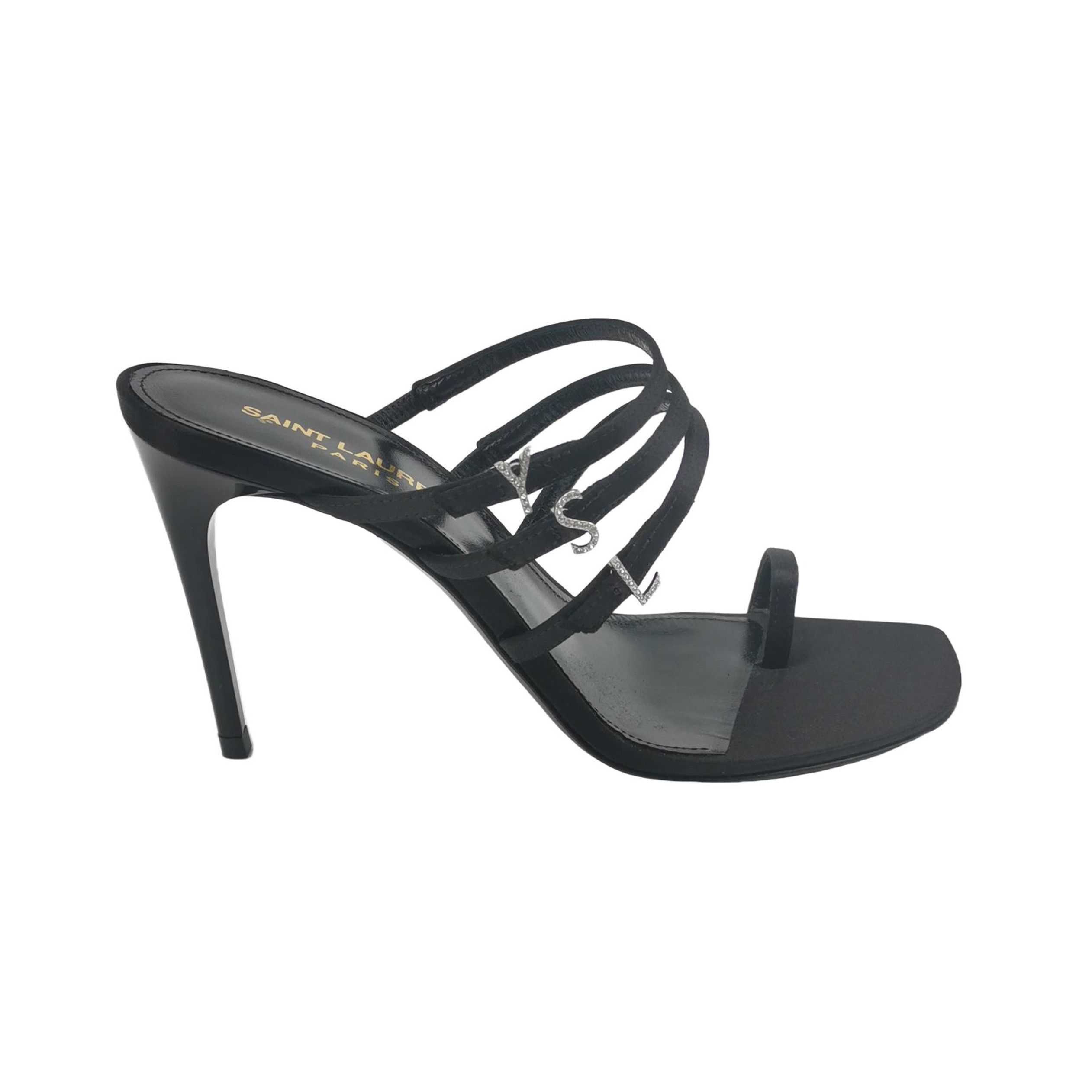 Saint Laurent Paris Saint Laurent Rhinestone Logo Satin Heels Size 35 Size US 5 / IT 35 - 1 Thumbnail