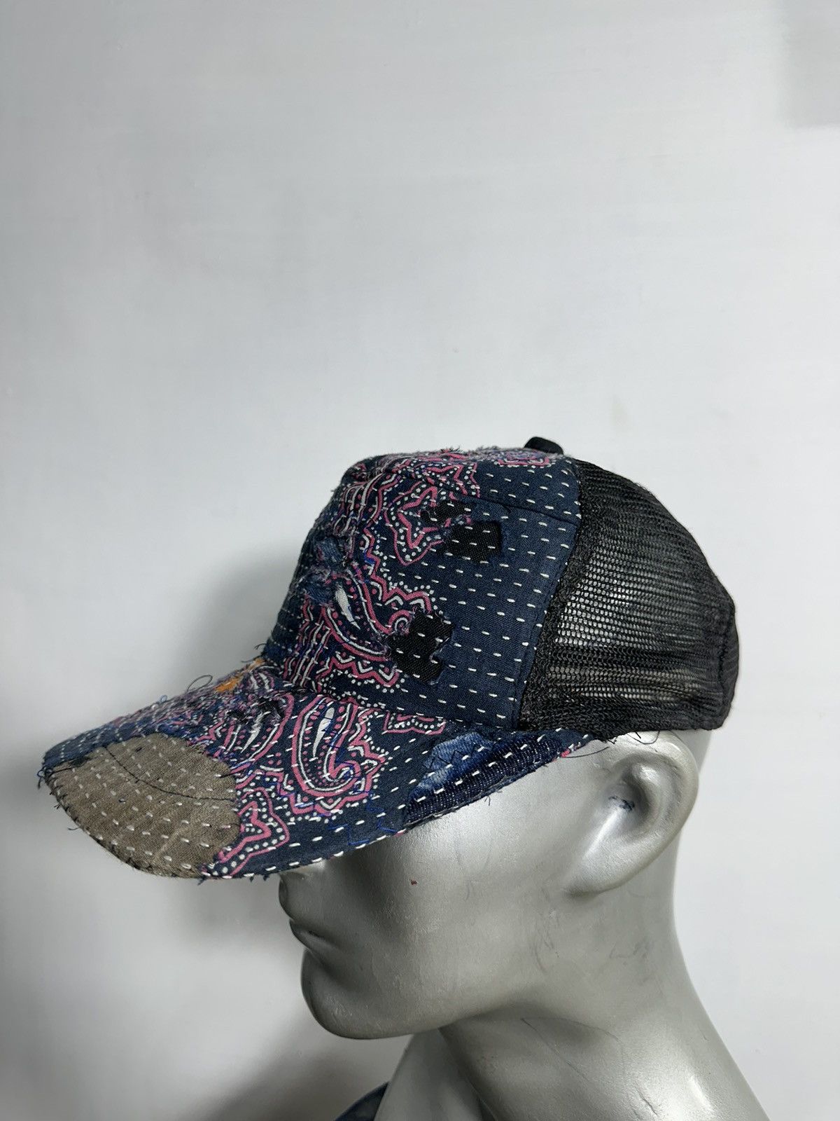 Handmade Custom Made Distressed Paisley Patchwork Boro Trucker hats Size ONE SIZE - 11 Thumbnail
