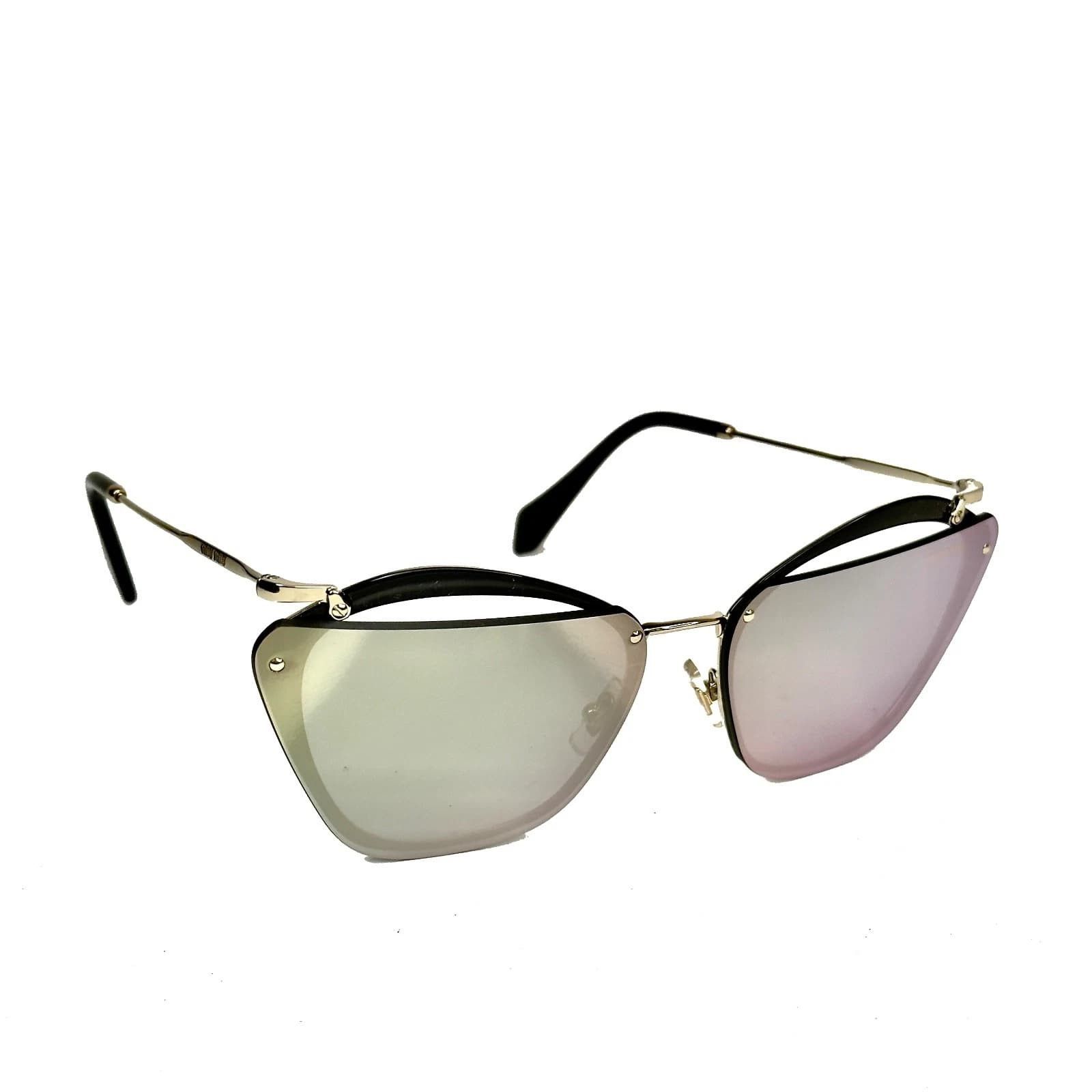 Miu Miu MIU MIU MU54TS NOIR Cut Out 54T Black Gold Sunglasses Size ONE SIZE - 5 Thumbnail