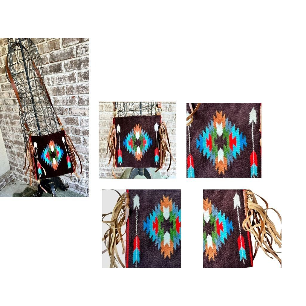 Other Southwestern Cross Body Bag Fringe Top Zip Leather Dari Cott Size ONE SIZE - 4 Thumbnail