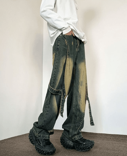Japanese Brand × Jean Men's cool washed distressed loose straight cargo jeans Size US 32 / EU 48 - 4 Thumbnail