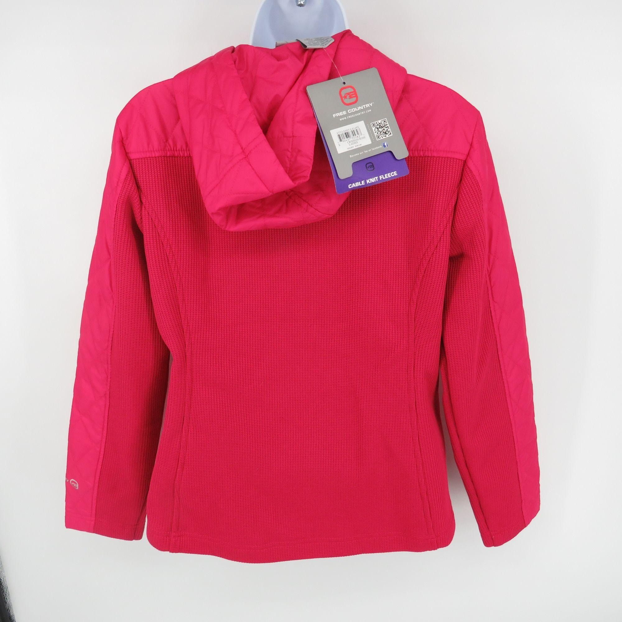 Other Free Country Small Women's Pink Cable Knit Fleece Jacket NWT Size S / US 4 / IT 40 - 5 Thumbnail