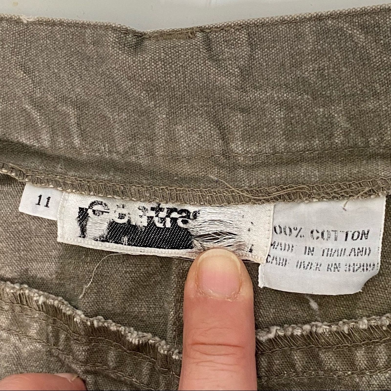 Vintage Contrast Denim Army Green Skirt Size 29" - 6 Thumbnail