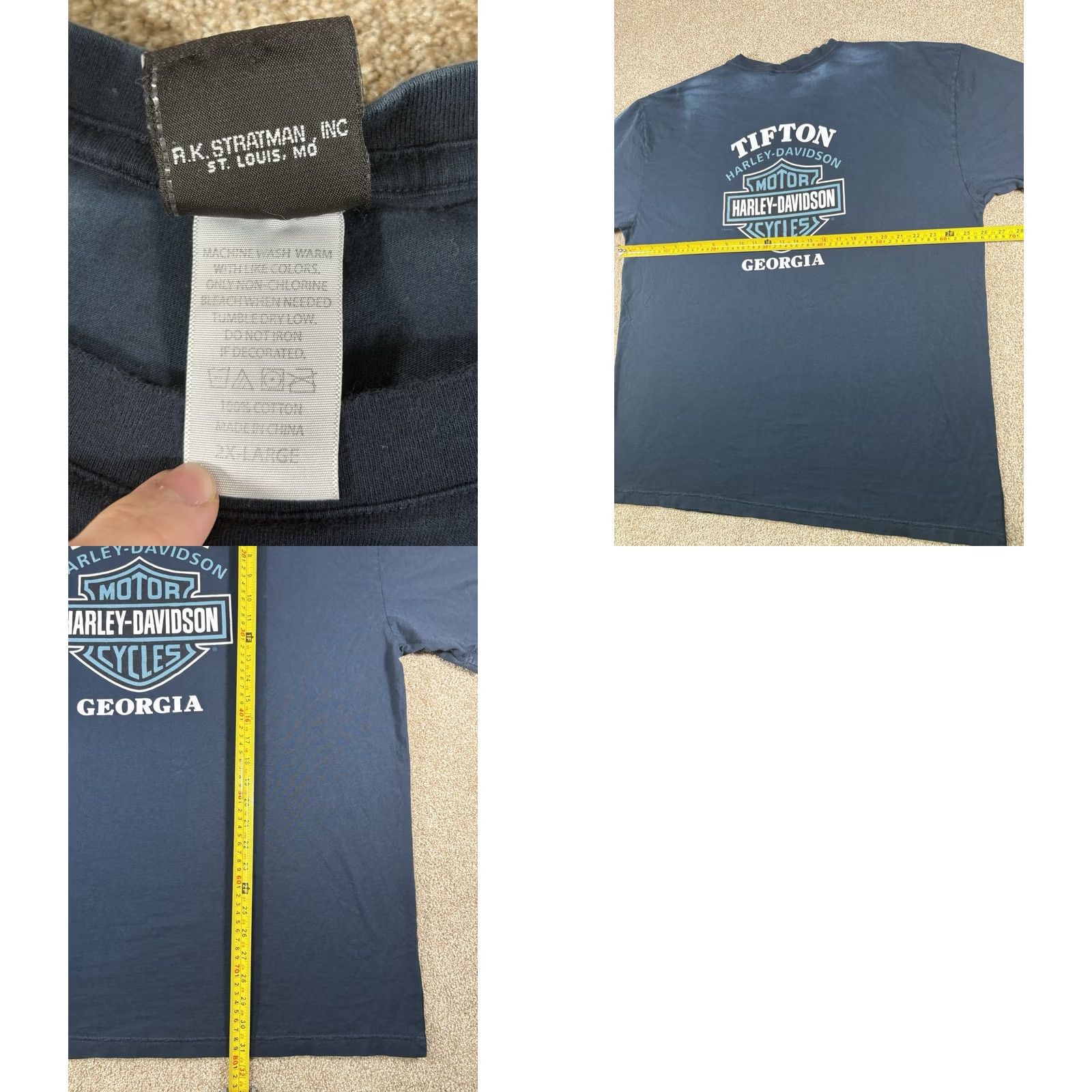 Harley Davidson Harley-Davidson T-Shirt Blue Crew Neck Short Sleeve 2XL Men’s Y2K Graphic Double-Sided Retro Biker Motorcycle Georgia Tifton Size US XXL / EU 58 / 5 - 8 Thumbnail