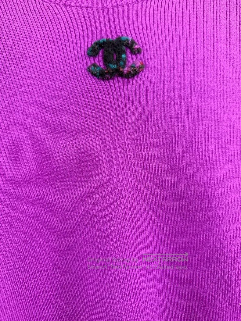 Chanel Chanel Purple wool knitted long sleeves Size XS / US 0-2 / IT 36-38 - 2 Thumbnail