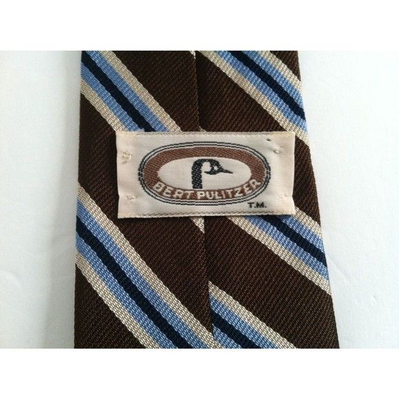Bert Pulitzer BERT PULITZER MENS BROWN 100%SILK TIE WIDTH: 2 7/8" Size ONE SIZE - 3 Thumbnail