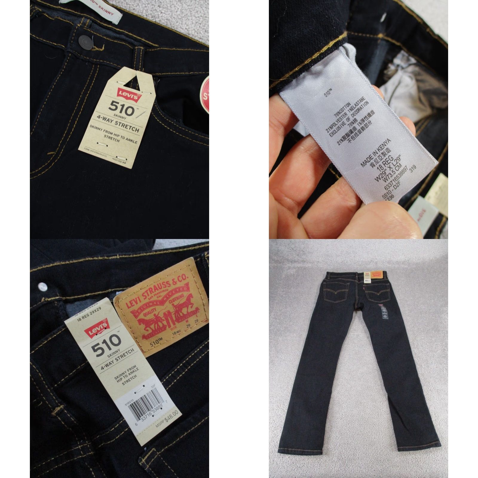 Levi's VINTAGE Levi's 510 Skinny Jeans Womens Size 18 Dark Wash Denim Zipper 90s Womens Size 40" / US 18 - 8 Thumbnail