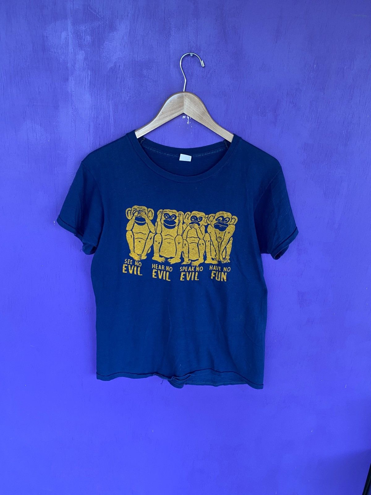Other Vintage 70s See no evil hear no evil monkey t-shirt Size US L / EU 52-54 / 3 - 1 Thumbnail