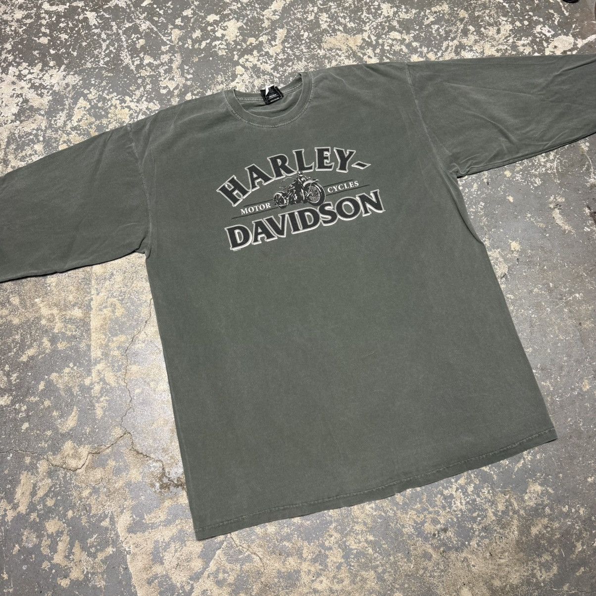 Vintage Vintage Harley Davidson Long Sleeve Green Pikeville Kentuck Size US XL / EU 56 / 4 - 4 Thumbnail