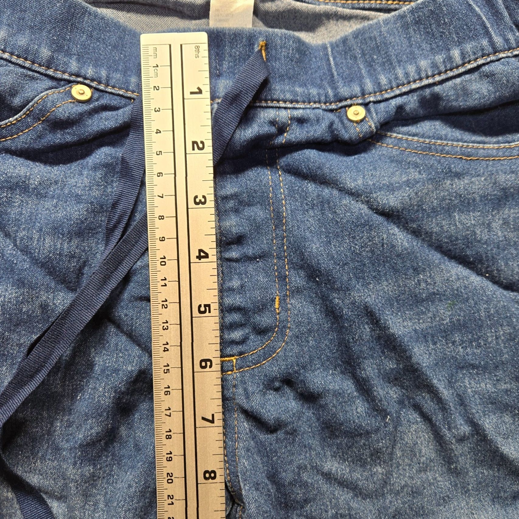Vintage Just Be Solid Blue Jean Shorts Dark Wash Stretch Adult Women's Size S Small Denim Shorts 5-Pocket Classic Stretch Womens Size 28" / US 6 / IT 42 - 6 Thumbnail
