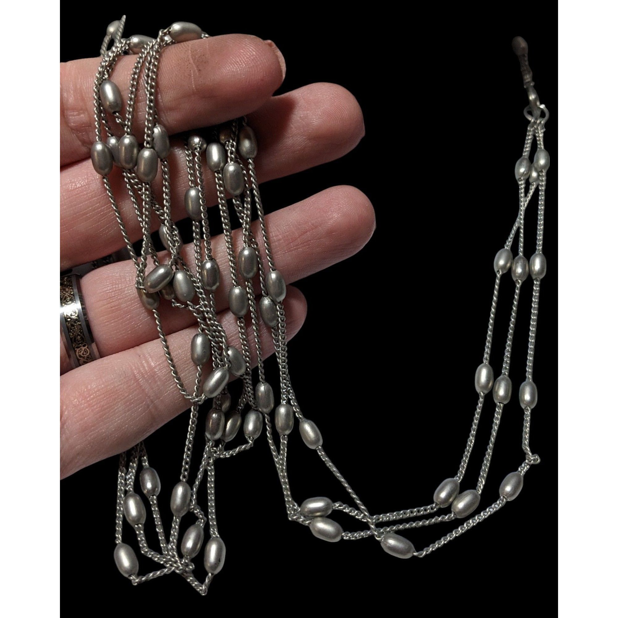 Other Modern Elegant Silver Multilayer Beaded Station Necklace Size ONE SIZE - 2 Thumbnail
