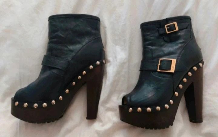 Jimmy Choo Jimmy Choo “Blyss” Studded Leather Peep-Toe Platform Boots Size US 8 / IT 38 - 3 Thumbnail
