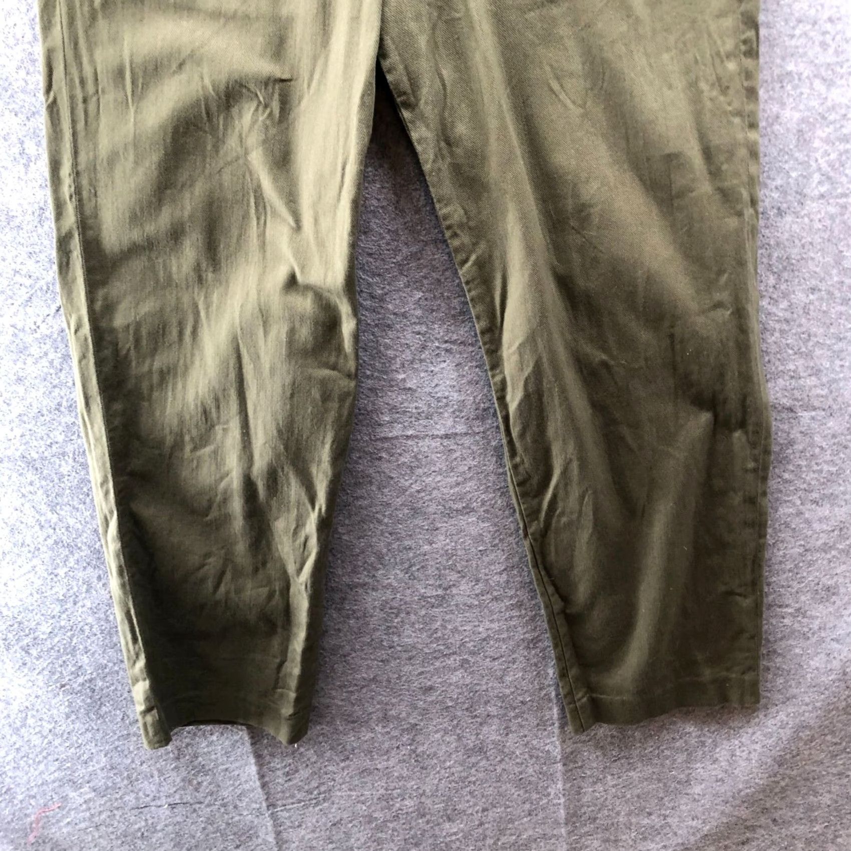 Uniqlo Uniqlo Ines De La Fressange Cotton Wide Leg Pants Womens 0 Army Green High Rise Chino Twill Pockets Relaxed Size 25" / US 0 / IT 36 - 4 Thumbnail