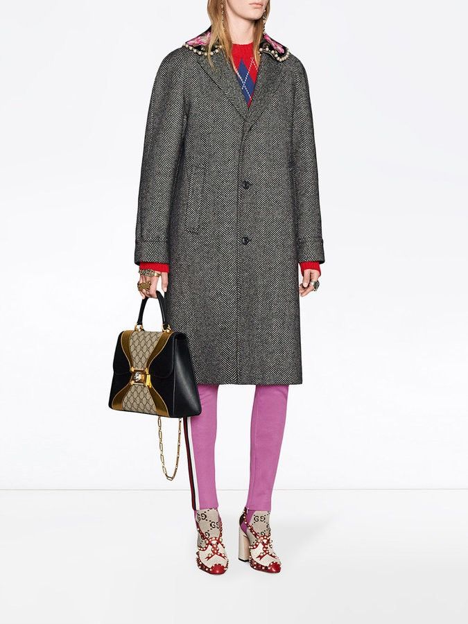 Gucci Gucci Runway Herringbone Coat With Embroidery Size M / US 6-8 / IT 42-44 - 12 Thumbnail