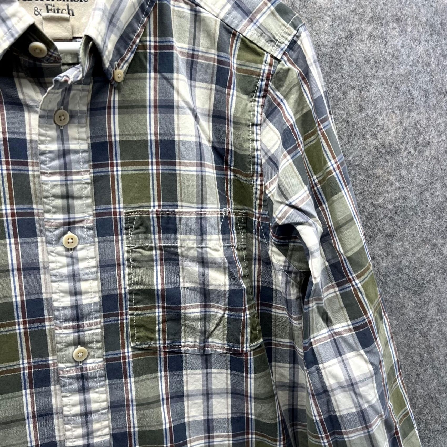 Abercrombie & Fitch Abercrombie & Fitch Shirt Mens Large Green Button-Down Plaid Flannel Size US L / EU 52-54 / 3 - 4 Thumbnail