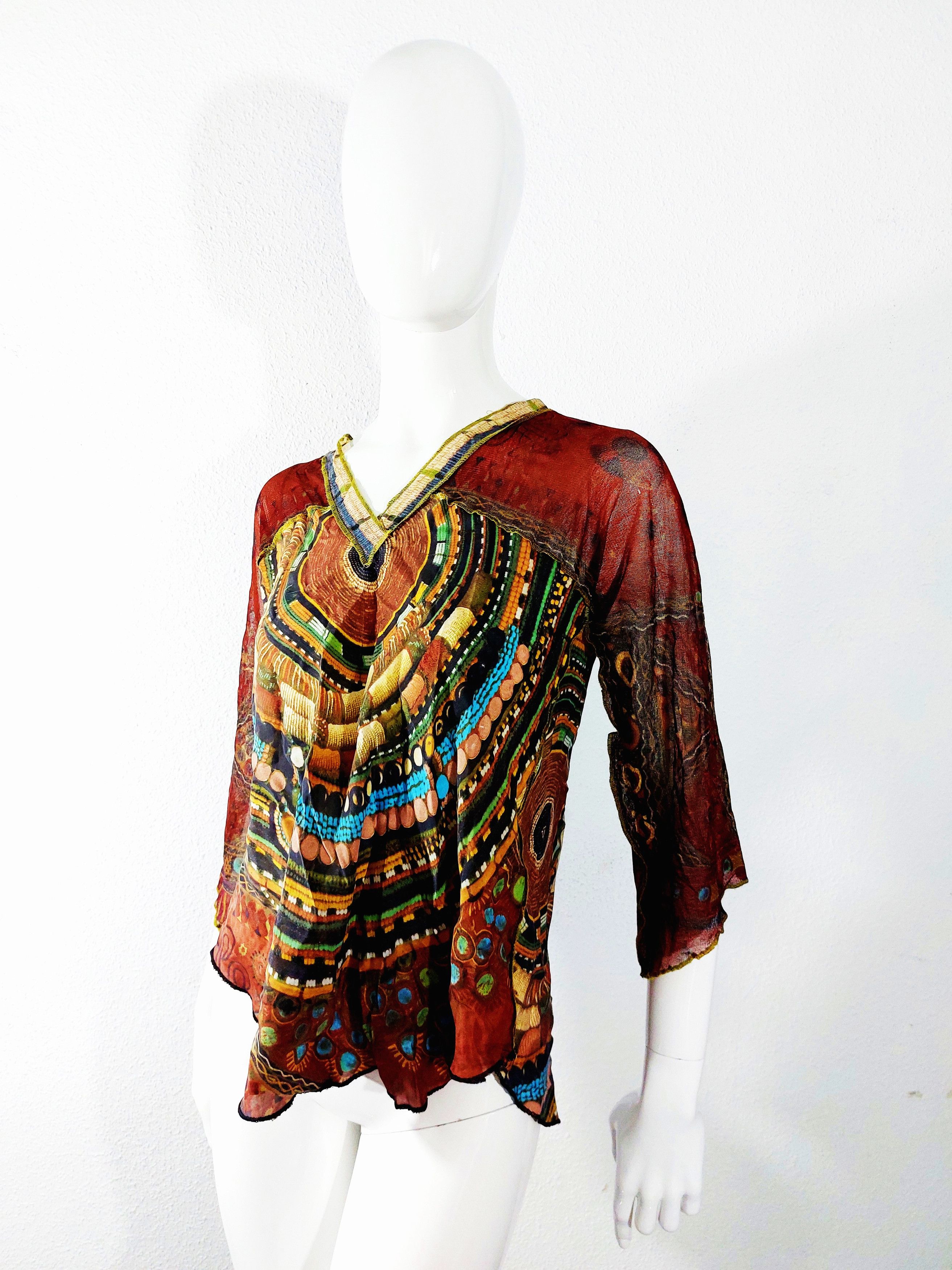 Jean Paul Gaultier Jean Paul Gaultier Rainbow Boho Hippe Kaleidoscope Top Shirt Size US S / EU 44-46 / 1 - 2 Thumbnail
