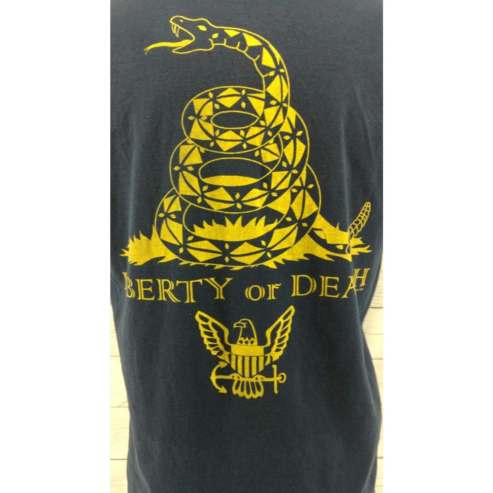 Jerzees Don't Tread on Me T-Shirt Blue Medium Jerzees Cotton Short Sleeve Mens Shirt Rattlesnake Liberty or Death Gadsden Size US M / EU 48-50 / 2 - 2 Thumbnail