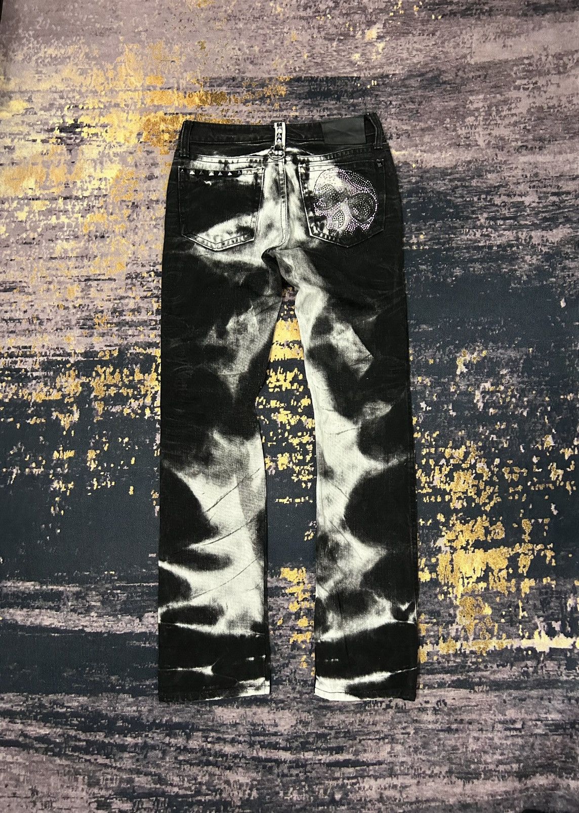 Tornado Mart Xfrm Skull Swarovski Clawmark Studded Jeans Size US 31 - 1 Thumbnail