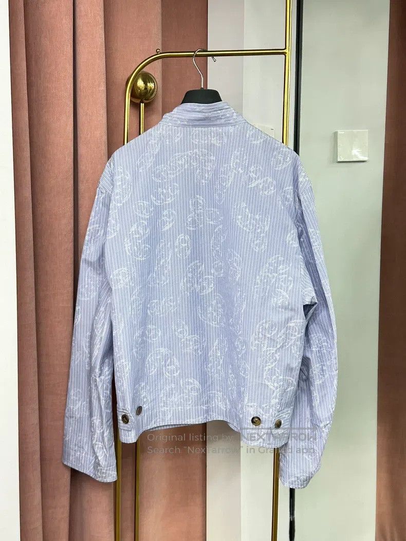Hermes Hermes Men's Blue Pig Nose Printed Striped Jacket Shirt Size US M / EU 48-50 / 2 - 4 Thumbnail