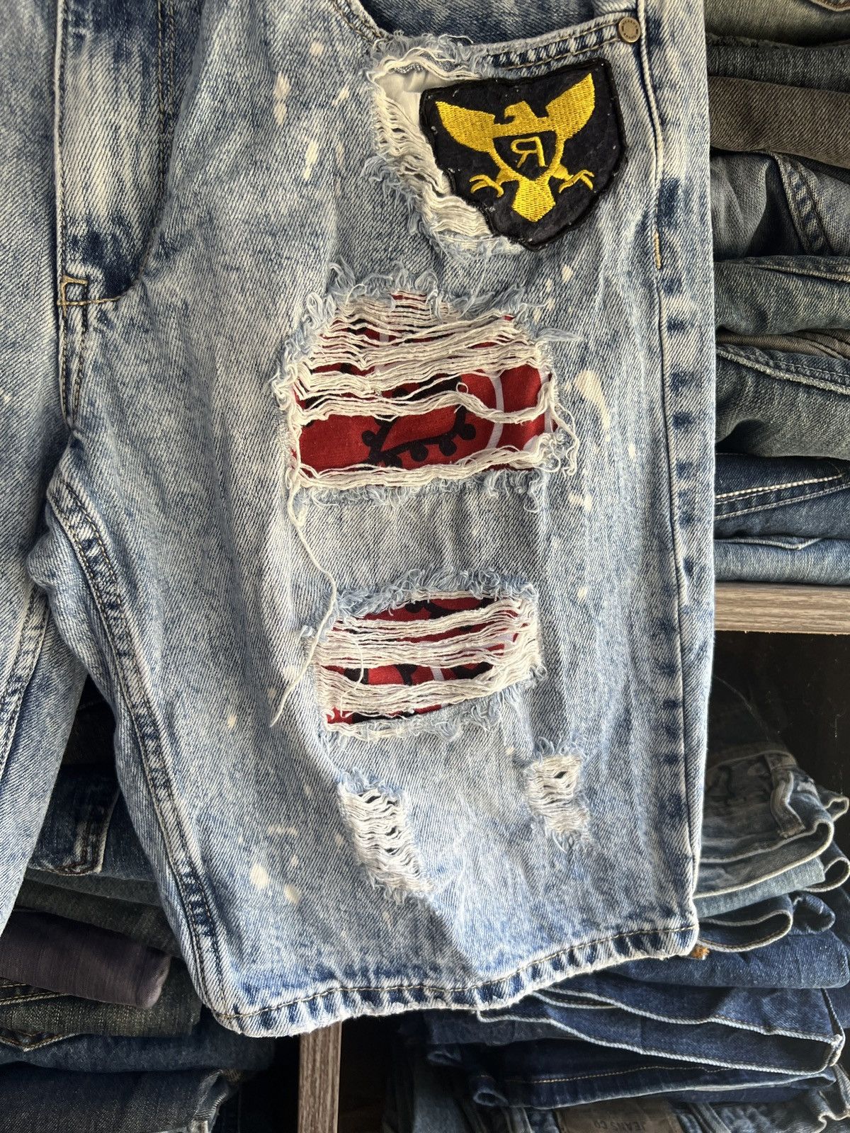 Reason 🔥Reason Patches Cropped Distressed Denim Size US 32 / EU 48 - 7 Thumbnail