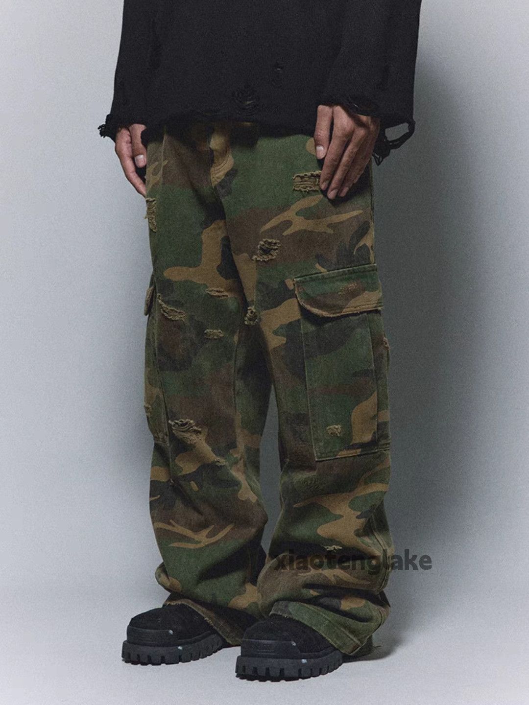 Vintage Utility loose baggy skate hiphop ripped camo pants Size US 32 / EU 48 - 1 Thumbnail