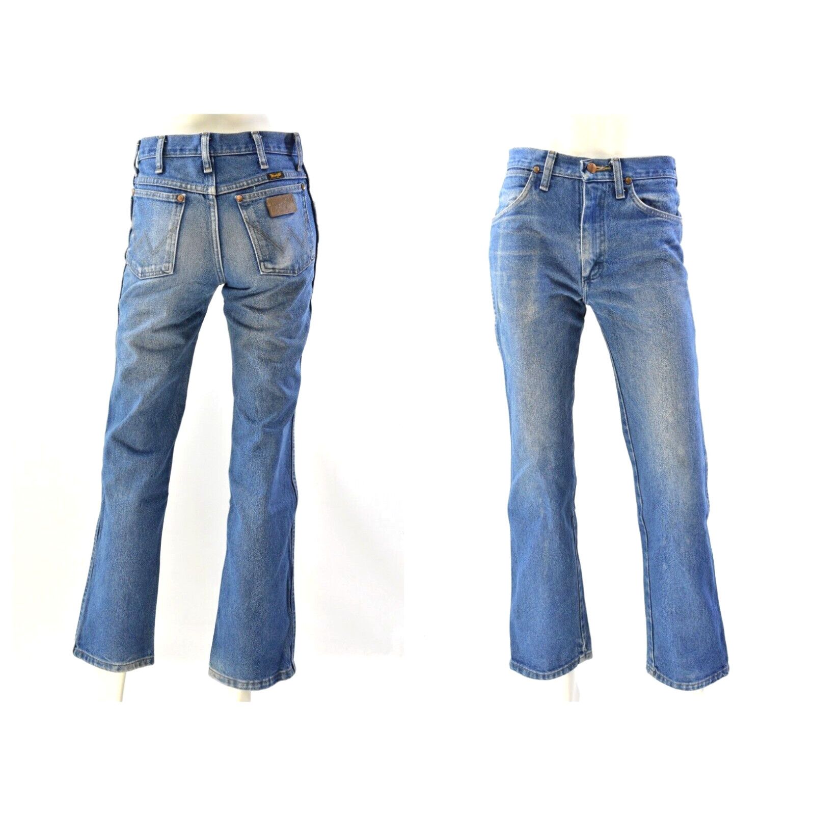image of Lee 90's Vintage Wrangler Jeans Medium Stone Wash High Waist Straight Leg Womens 6 in White