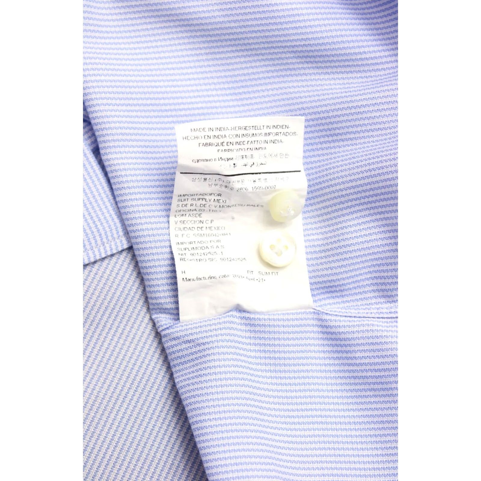 Suitsupply SUITSUPPLY Custom Made Slim Fit Shirt Men's 39 / 15 1/2 Pinstriped Spread Blue Formal Business Size 40R - 7 Thumbnail