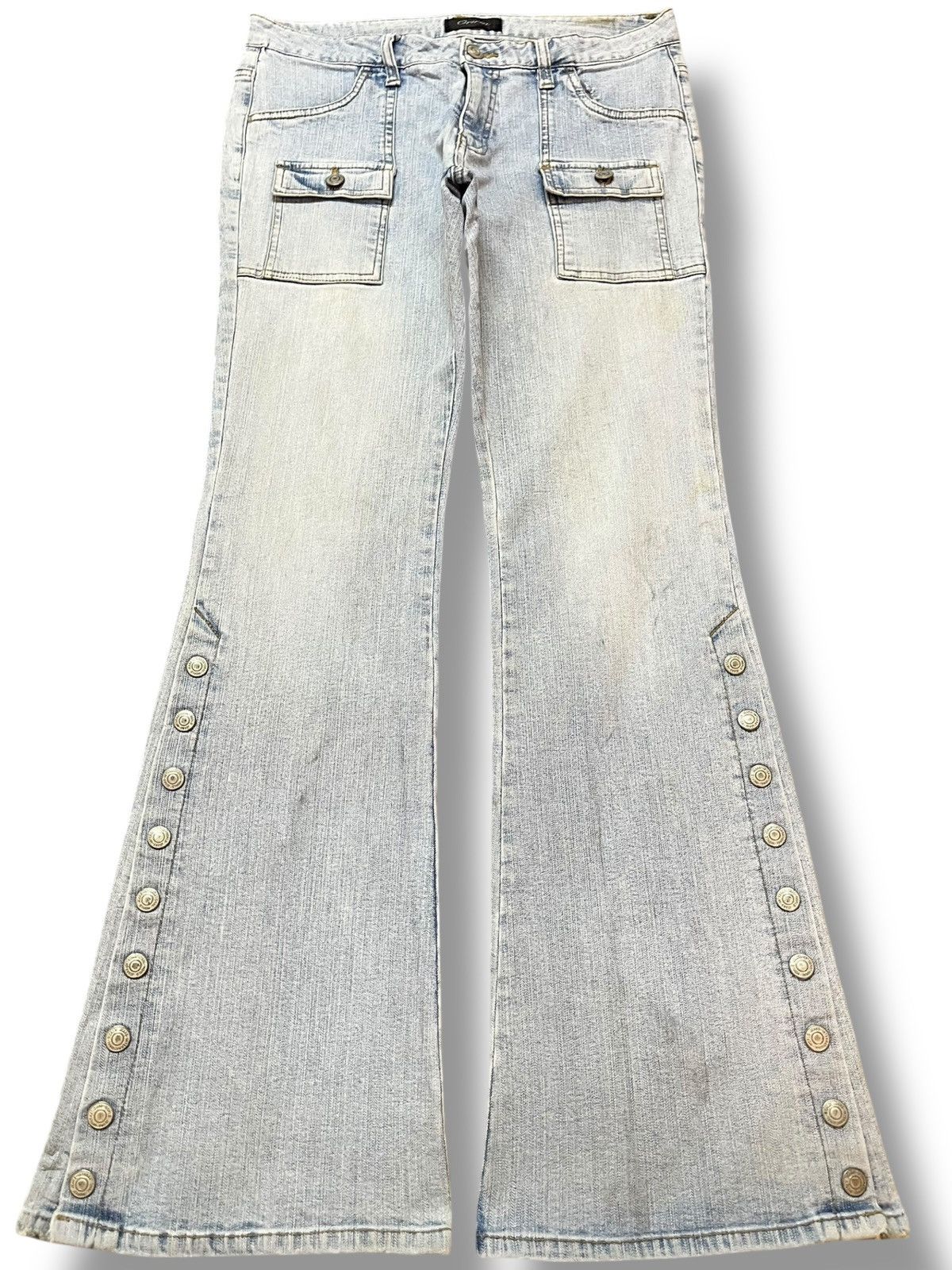 Hysteric Glamour Vintage Oririn Flare Bush Pants Faded Button Leg Denim Size US 31 - 1 Thumbnail