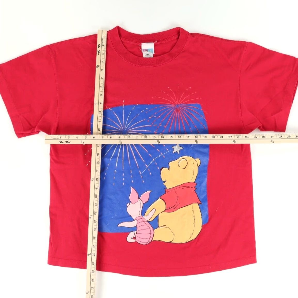 Vintage VINTAGE Pooh Winnie Piglet Fireworks Single Stitch Solid T-Shirt Red Men's 2XL Size US XXL / EU 58 / 5 - 3 Thumbnail
