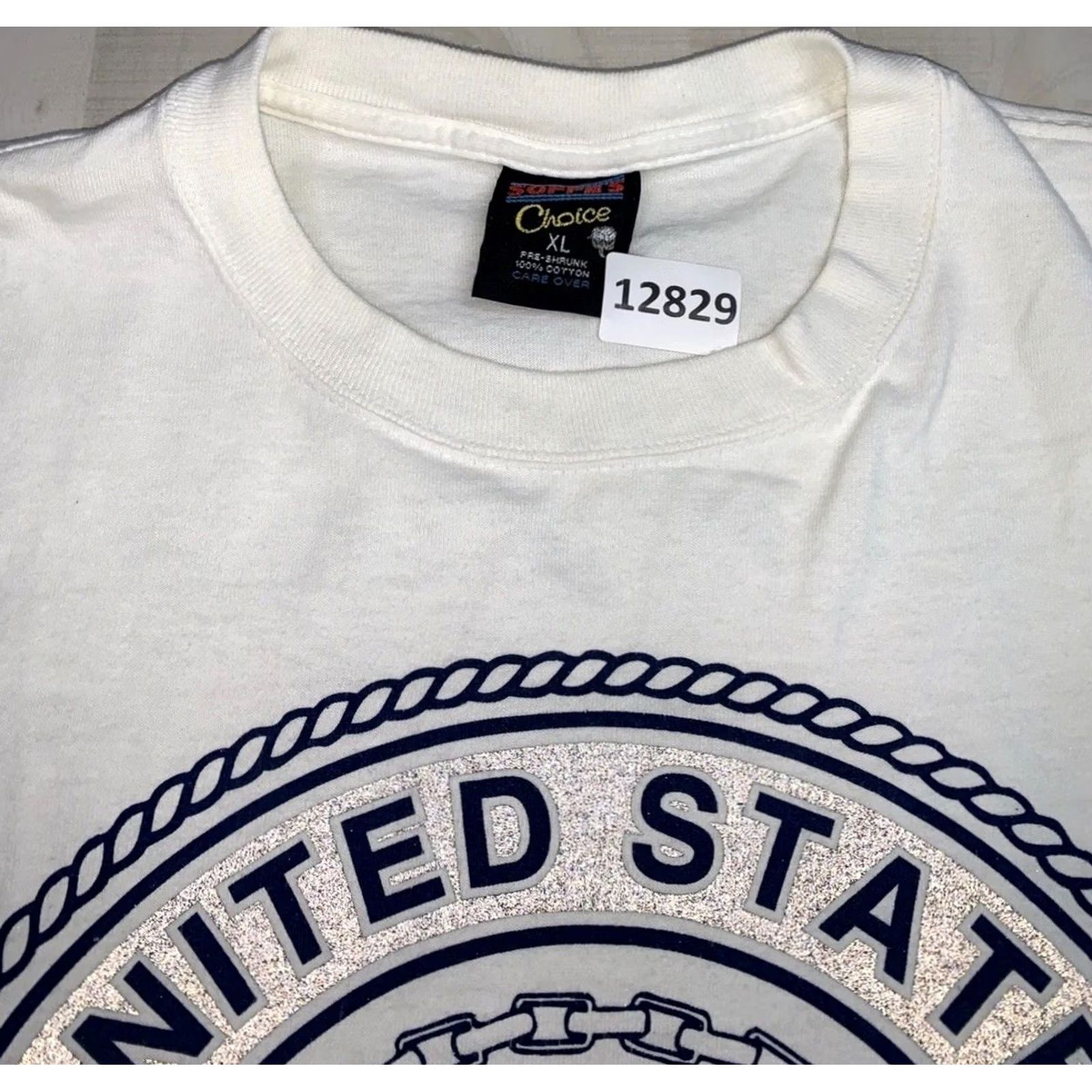Soffe VINTAGE Soffes Choice USA T-Shirt Graphic Print XL White Men United States Navy 90s Military Shirt Mens Size US XL / EU 56 / 4 - 4 Thumbnail