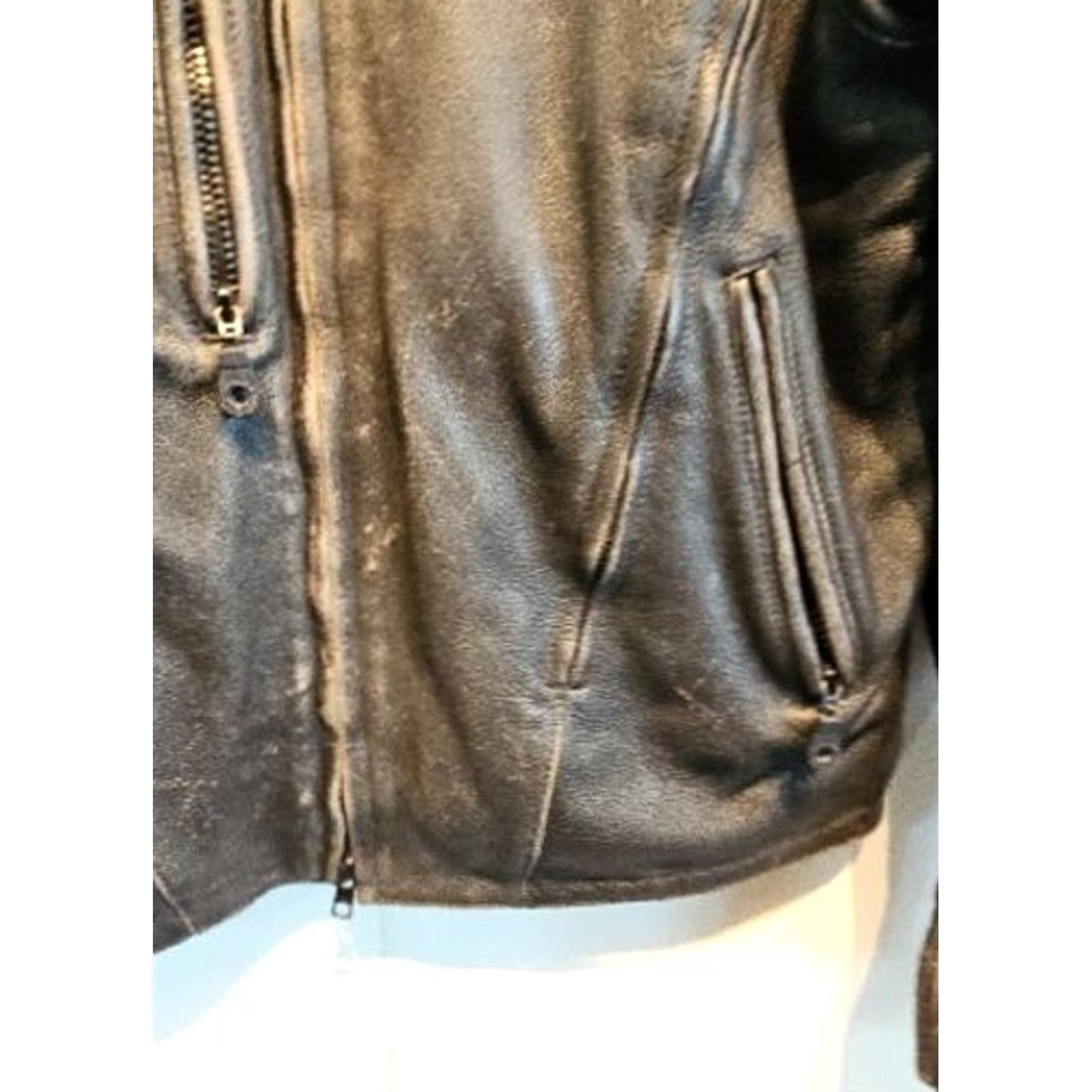Harley Davidson VINTAGE Harley-Davidson Black Leather Motorcycle Biker BOMBER JACKET Mens Large FXRG Jacket Size US L / EU 52-54 / 3 - 7 Thumbnail