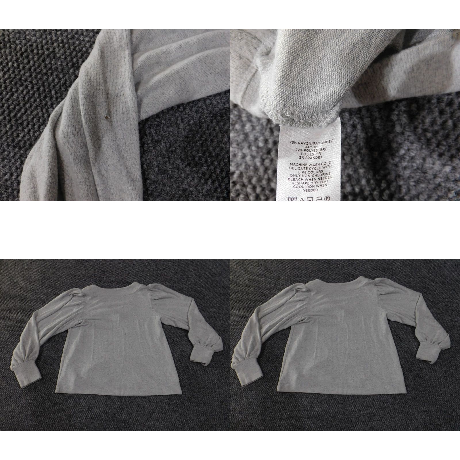 Loft LOFT Sweater Womens Small Gray Puff Sleeve V Neck Knit Top Pullover Regular Size S Size S / US 4 / IT 40 - 8 Thumbnail