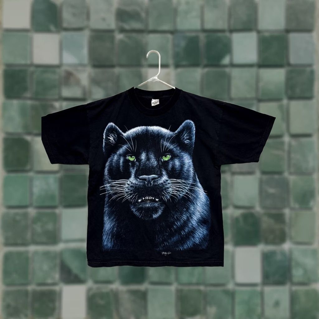 Vintage VTG Bobby G’s Black Panther Murina T-Shirt Men XL Black Cotton Short Sleeve 1990s Graphic Tee Mens Size US XL / EU 56 / 4 - 1 Thumbnail