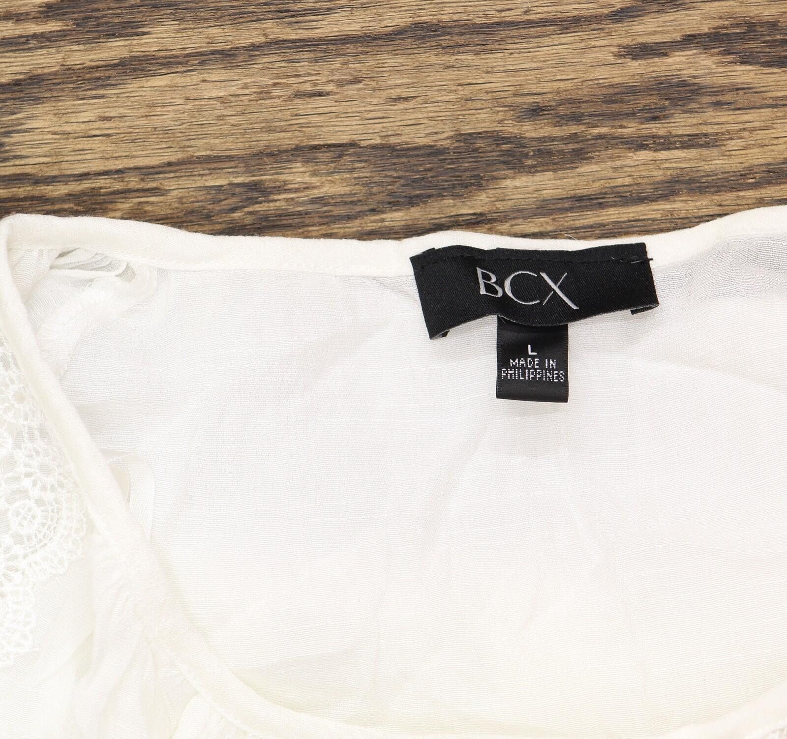 Other Nwt Bcx Lace-trim Tie-hem Peasant Top 1080f2k White L Size L / US 10 / IT 46 - 4 Thumbnail