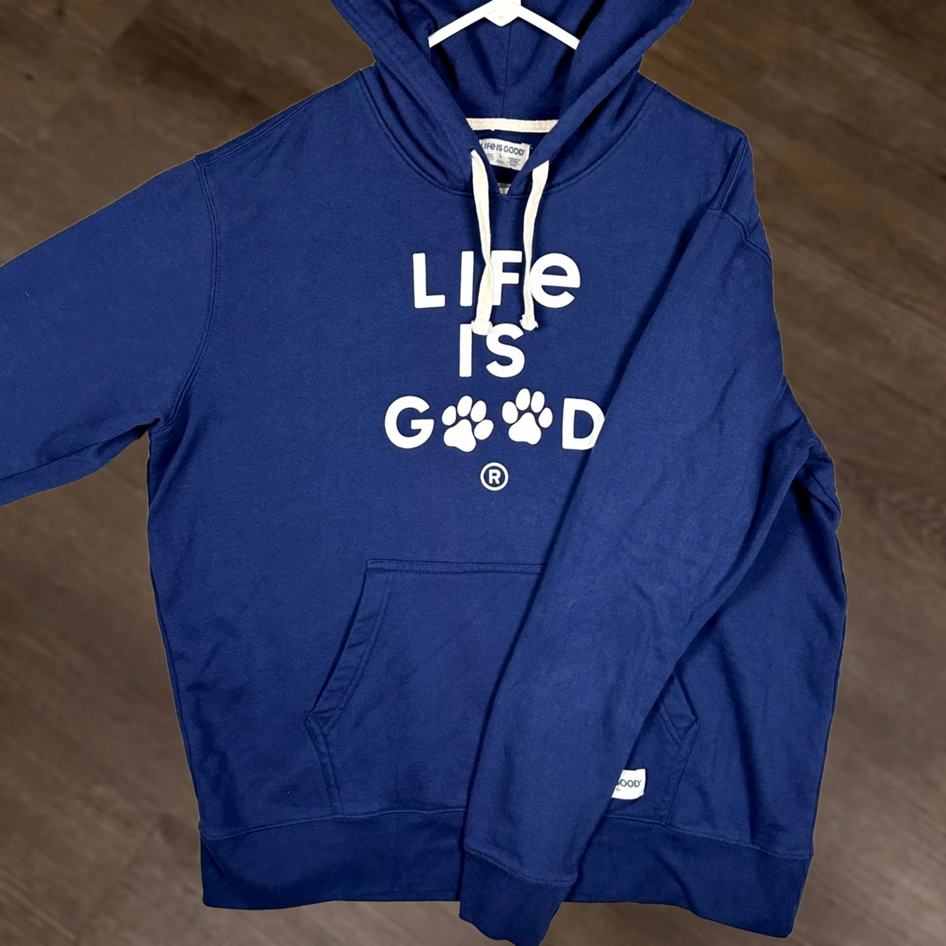 Life is Good Life is Good Hoodie Men L Navy Blue Graphic Spread Good Vibes Pullover Kangaroo Pocket Hooded EUC Size US L / EU 52-54 / 3 - 1 Thumbnail